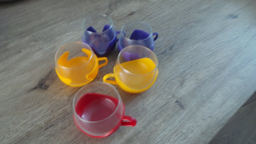 VINTAGE THEEGLAZEN, Ophalen, Glas of Glazen, Kunststof, Gebruikt