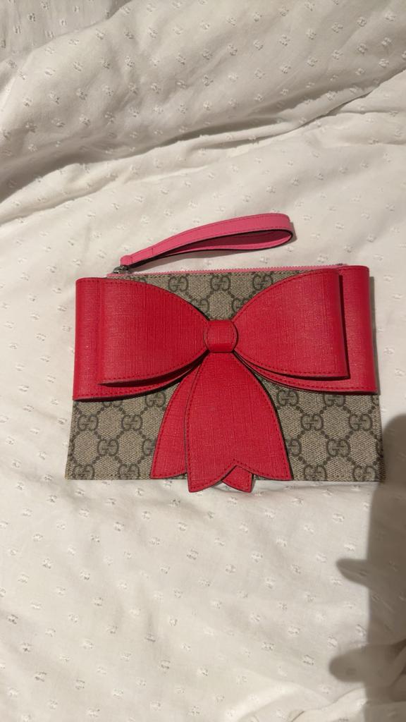 Gucci Kleine Handtas/Portemonnee met Strik, Ophalen of Verzenden, Zo goed als nieuw, Bruin, Avondtasje