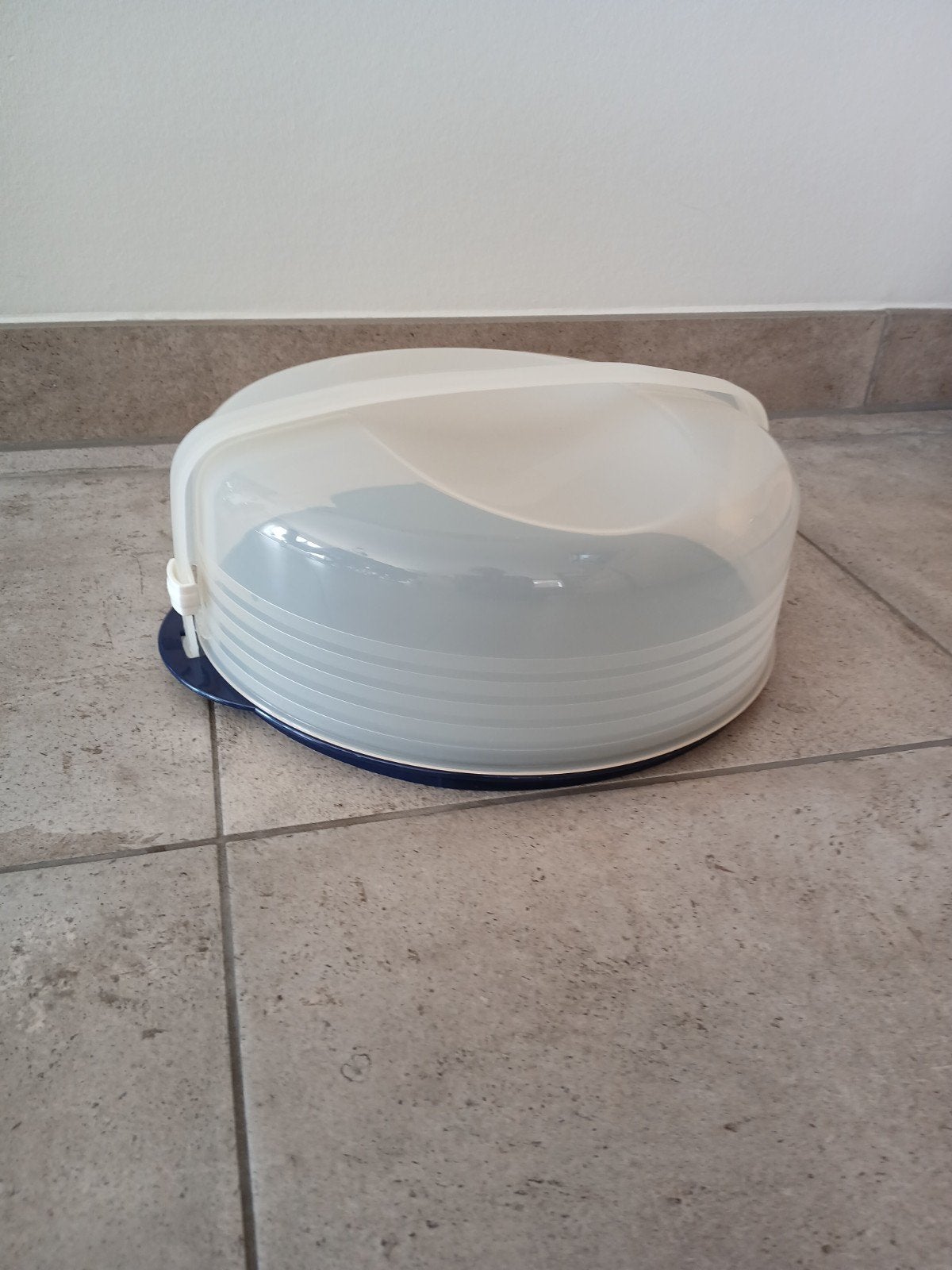 Tupperware taartdoos,taartplateau, taartstolp, hapjesschaal., Met deksel, Blauw, Overige typen, Ophalen of Verzenden
