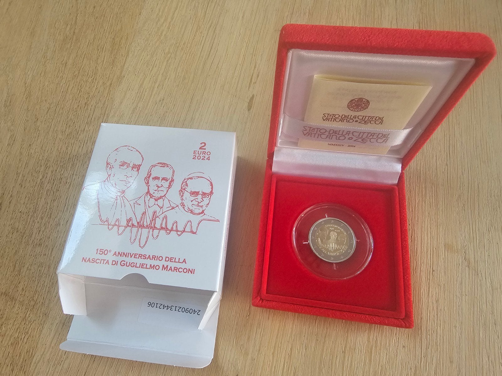 Vaticaanstad 2 Euro herdenkingsmunt Proof Marconi 2024, Ophalen of Verzenden, Vaticaanstad, 2 euro, Losse munt