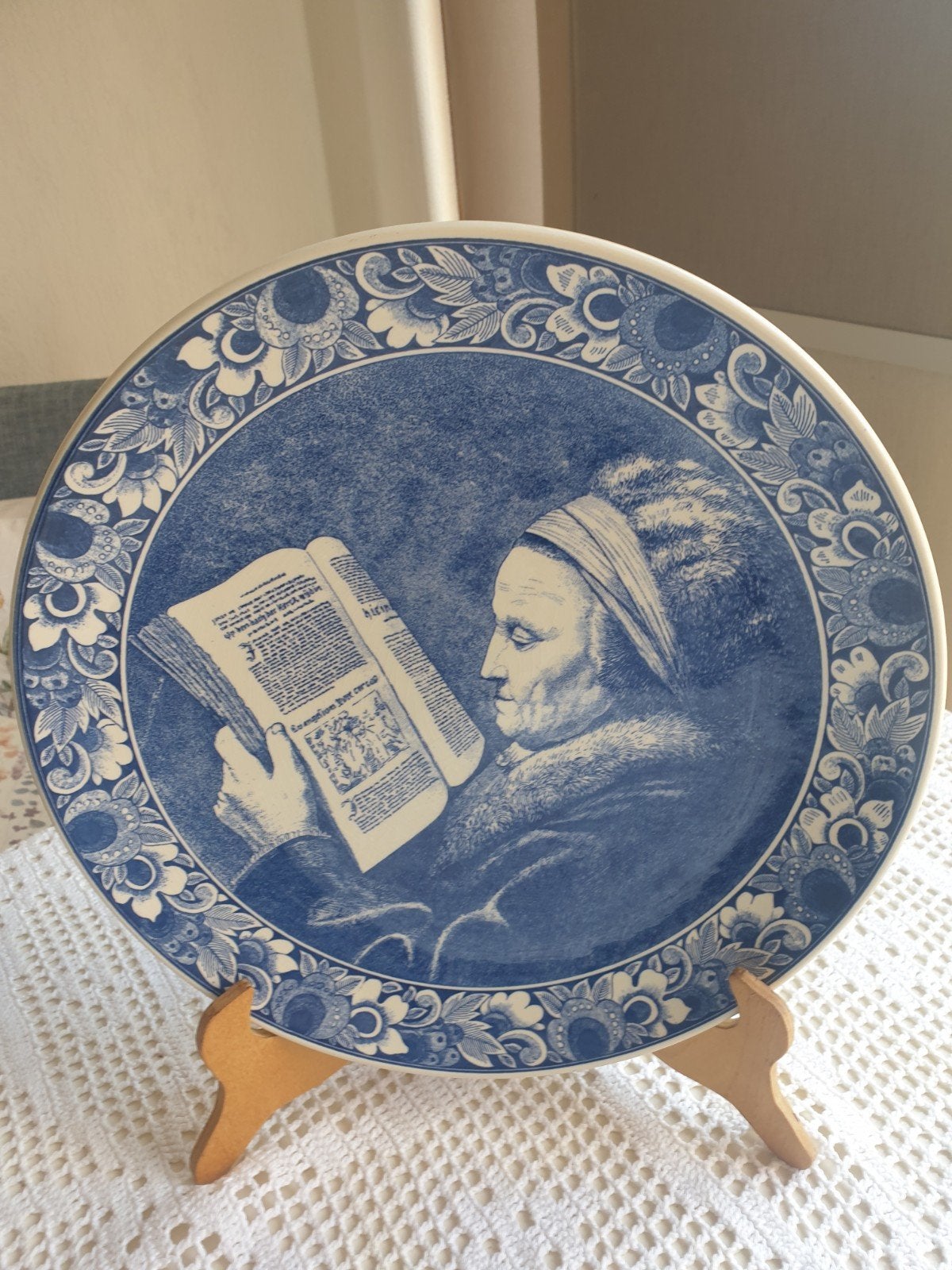 Vintage Delftsblauw wandborden: Rembrandt's moeder & molen, Antiek en Kunst, Ophalen