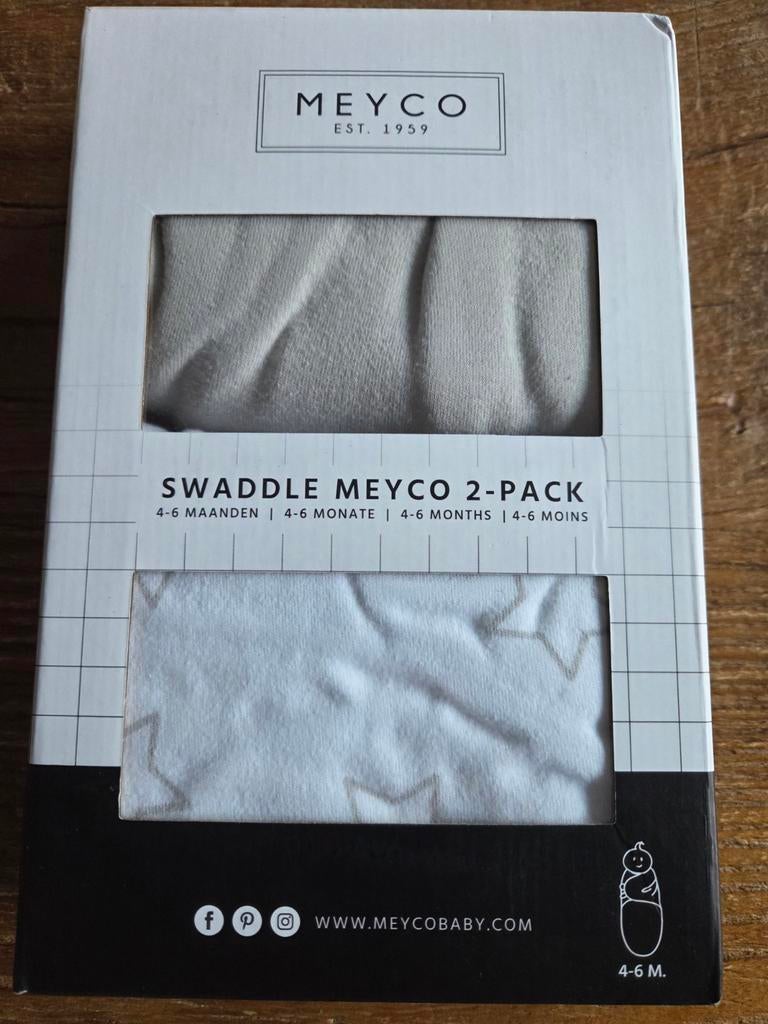 Meyco Swaddle 2-pack 4-6 maanden - Grijs/Sterren, Ophalen of Verzenden, Nieuw, 70 tot 85 cm, Bakerzak of Bakerdoek