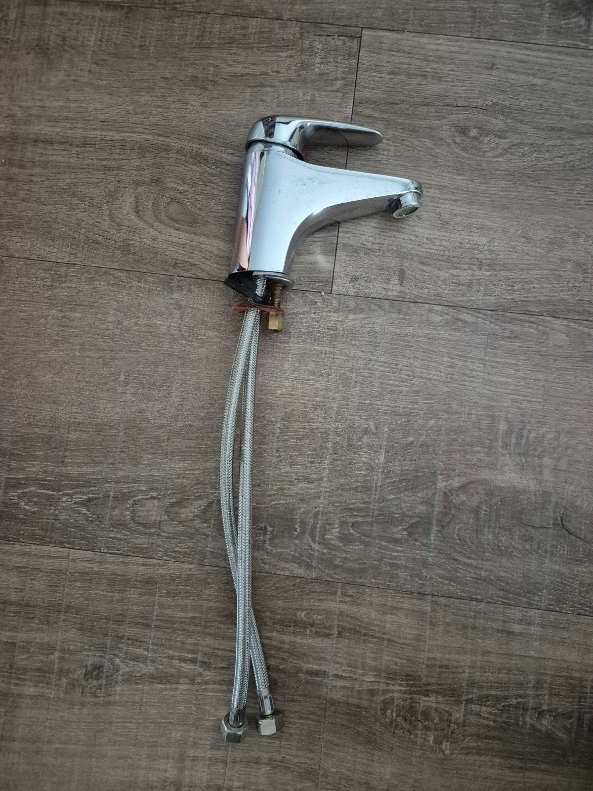 Chromen wastafelkraan met flexibele aansluitslangen, Ophalen of Verzenden, Gebruikt, Chroom, Kraan