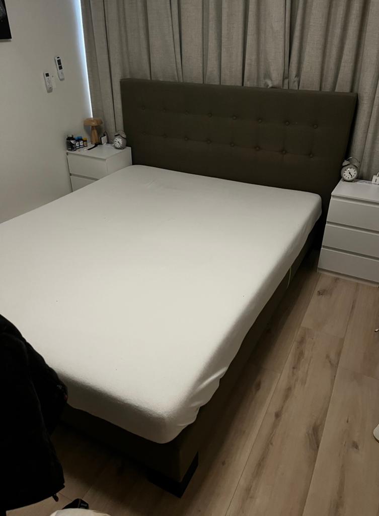 Tweepersoonsbed 210x160 met hoofdbord, Gebruikt, 210 cm, Tweepersoons, Ophalen of Verzenden
