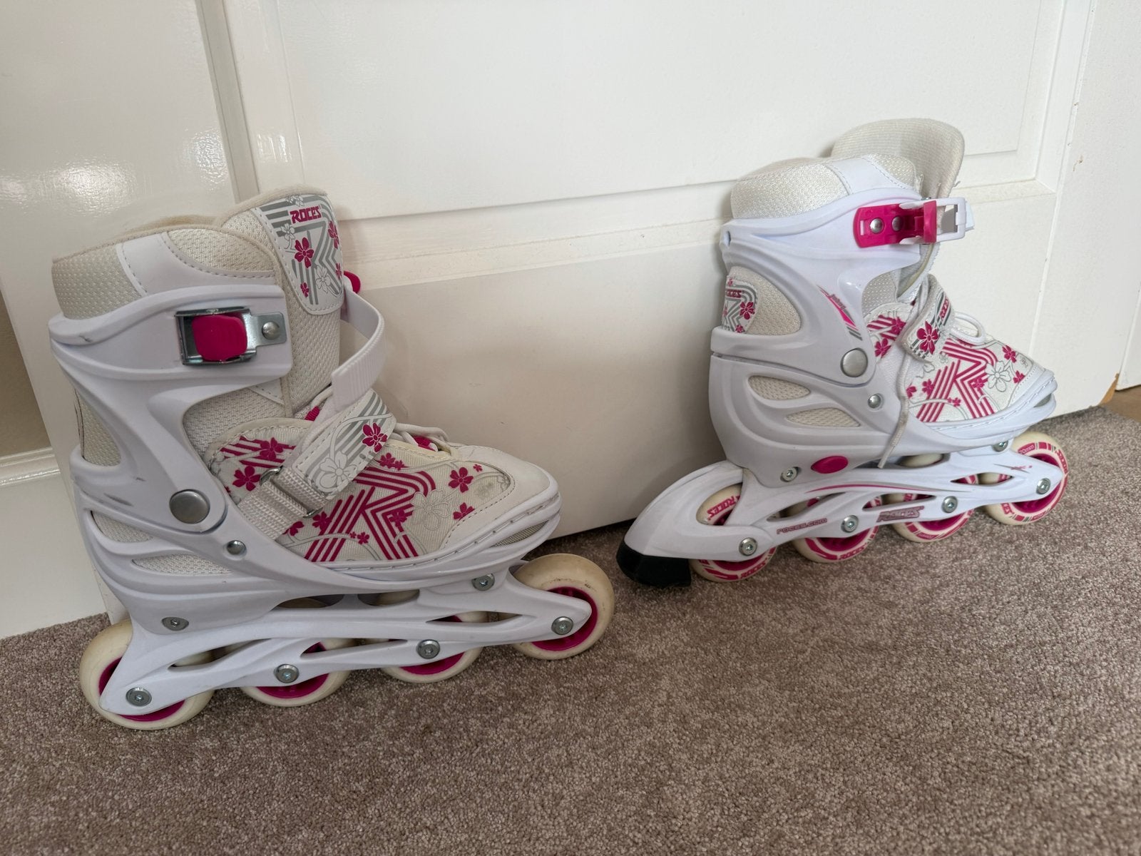 Verstelbare Roces inline skates - wit/roze (maat 34-37), Kinderen en Baby's, Ophalen of Verzenden, Verstelbaar, Gebruikt, Kinderen