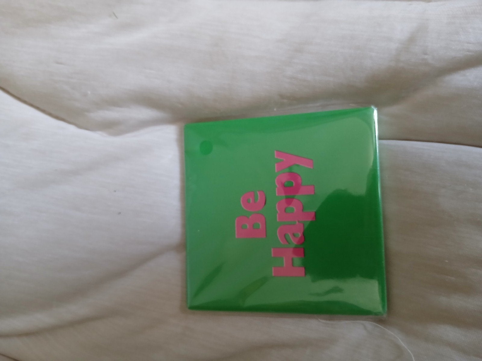 Tegeltje 'Be Happy' - Groen met roze tekst, Antiek en Kunst, Ophalen of Verzenden
