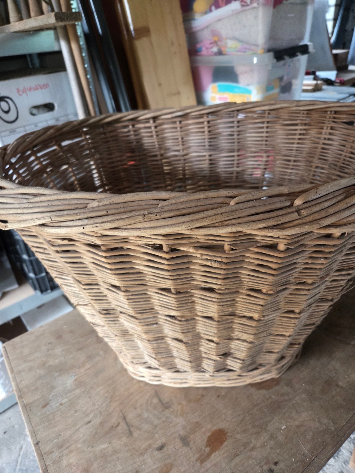 Grote rieten mand met deksel - Vintage opbergmand, Ophalen
