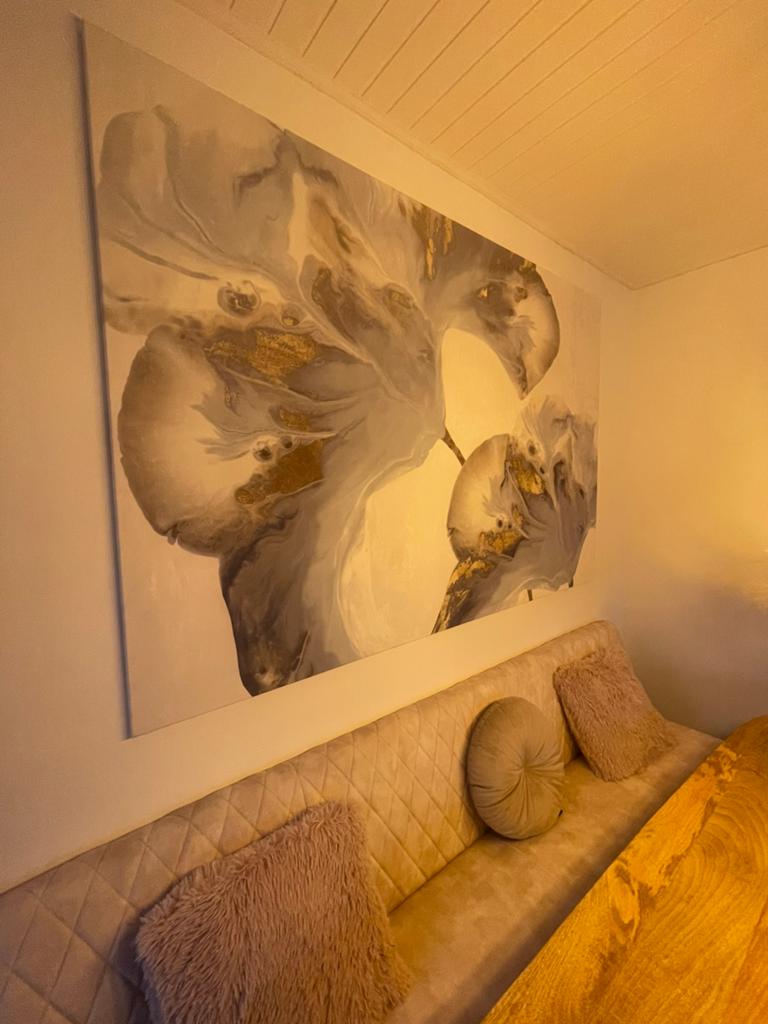 XXL Canvas Abstract Blauw en Goud, Ophalen