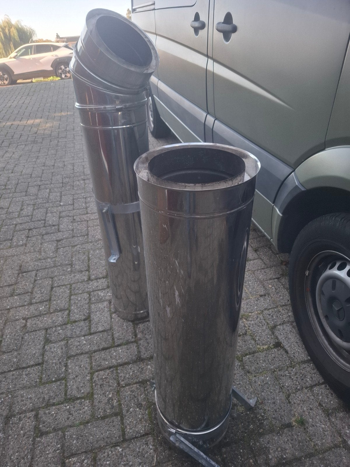 dubbelwandige kachelpijp 200 mm, Ophalen, Zo goed als nieuw, Rvs, Minder dan 2 meter