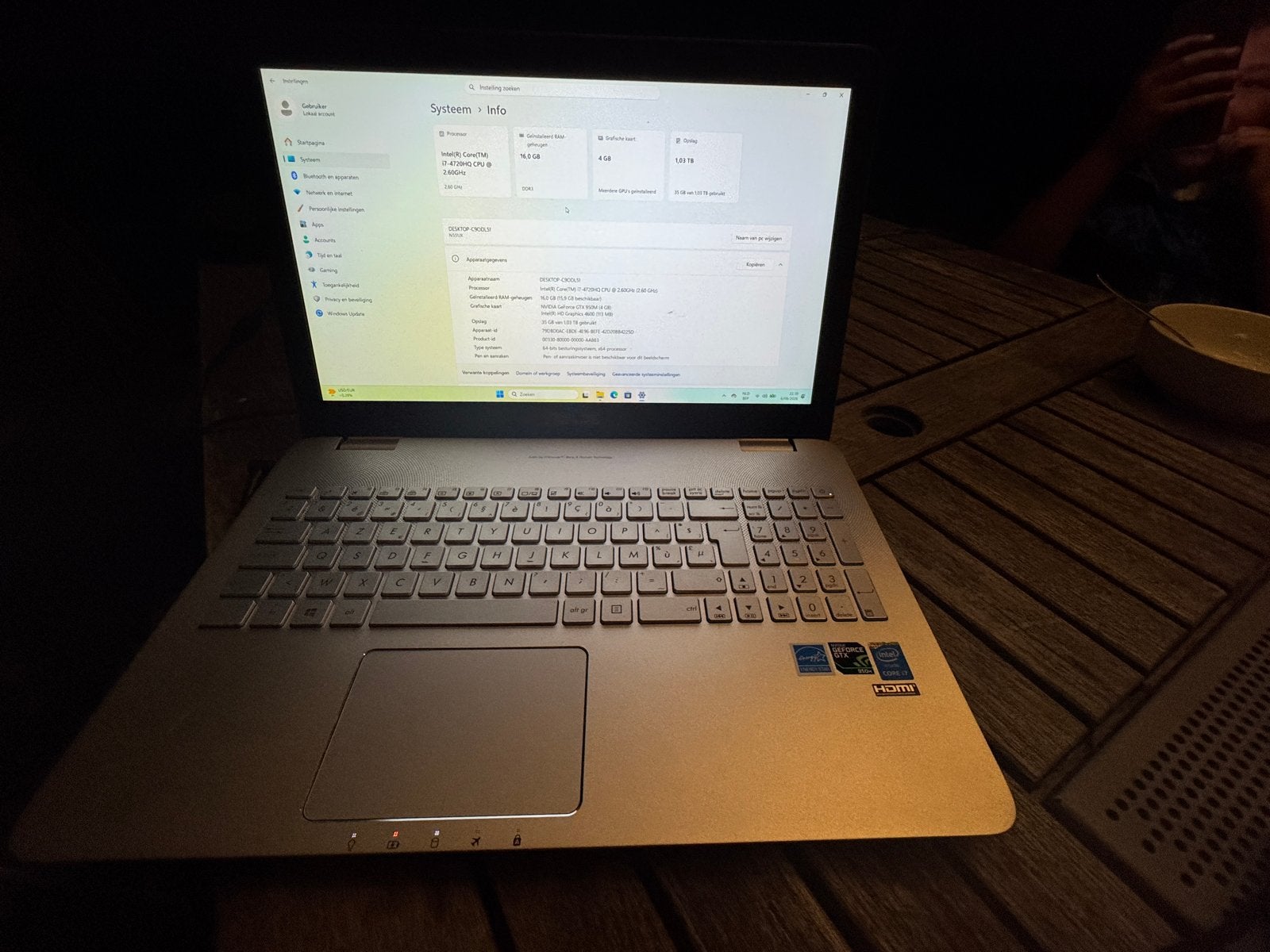 ASUS N551JX Laptop - i7-4720HQ, W11, AZERTY, Ophalen, Gebruikt, 2 tot 3 Ghz, Gaming