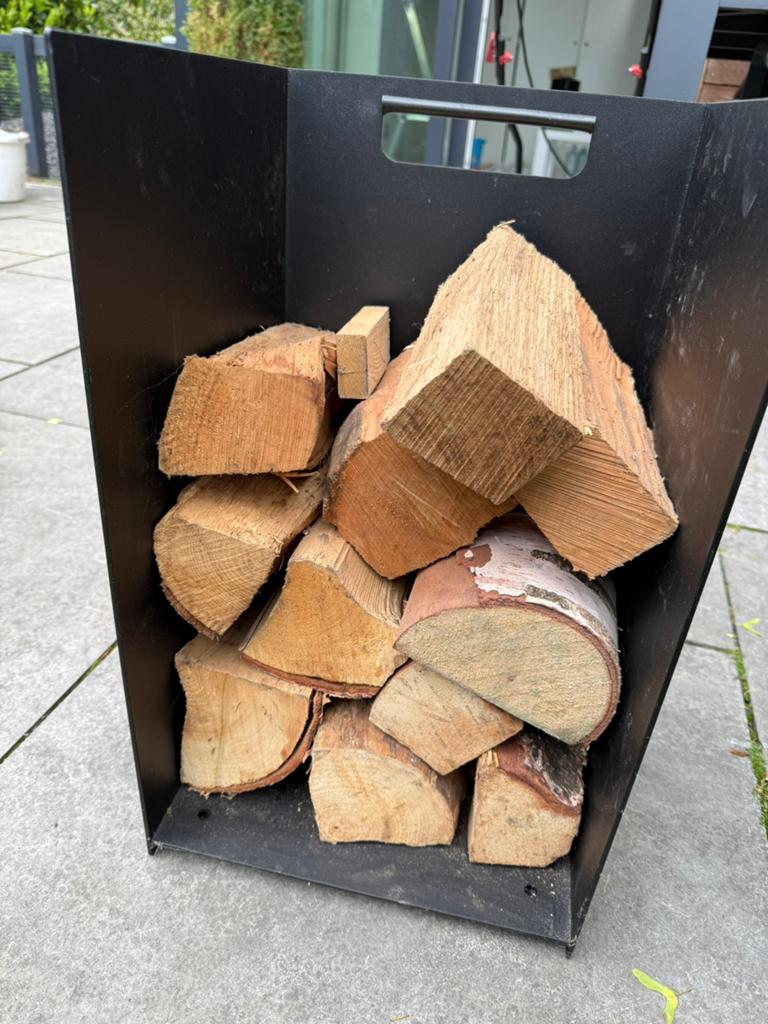 Stalen houtrek voor naast de kachel, Ophalen, Gebruikt, Vrijstaande haard, Houthaard