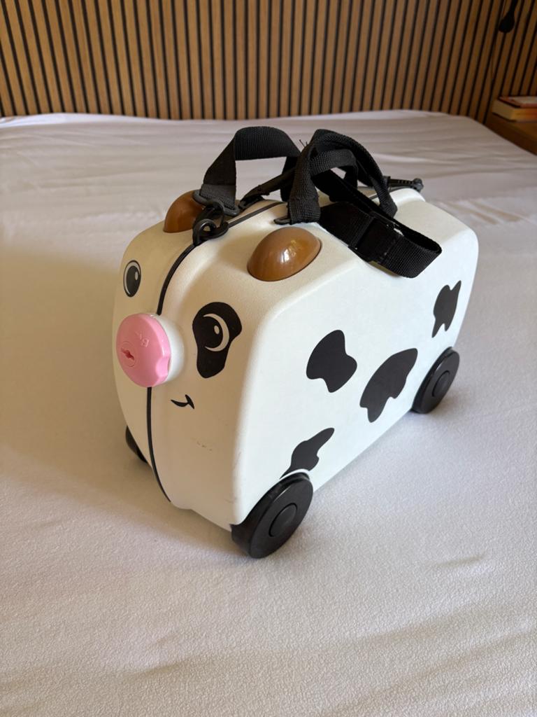 Leuke kinder koffer koe design, merk Topmove, Hard kunststof, Minder dan 50 cm, Zo goed als nieuw, Minder dan 35 cm