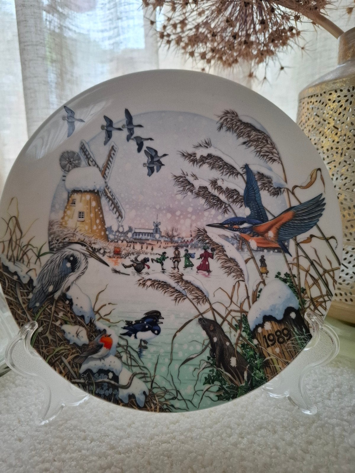 Wedgwood Kerstbord 1989 - Schaatsen op de Fen, Ophalen of Verzenden
