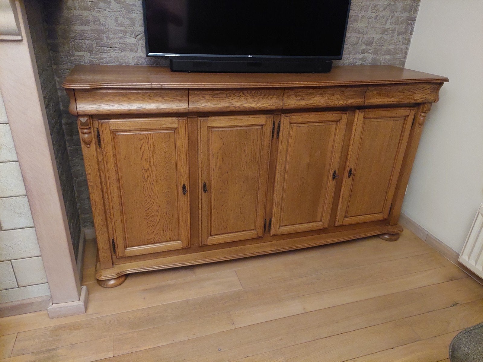 Eikenhouten dressoir met 4 deuren en 4 lades, Ophalen, Gebruikt, Met lade(s), Klassiek