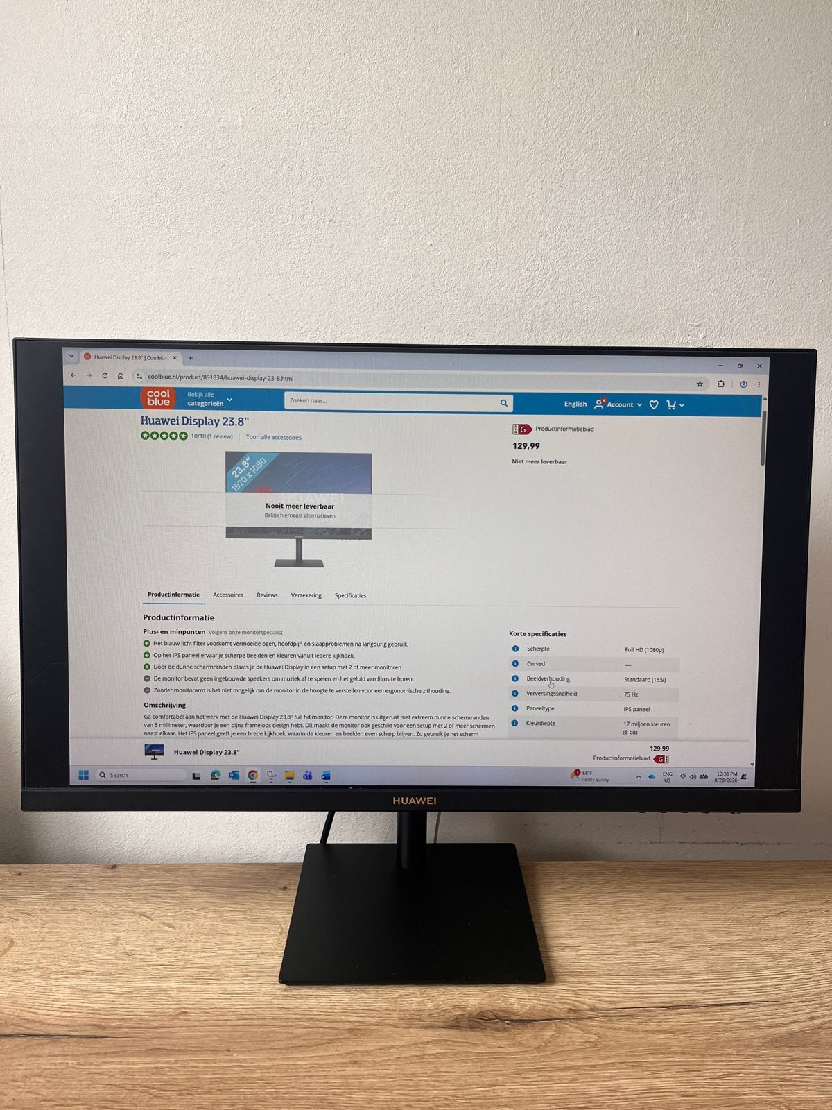 Huawei Display 23.8" Full HD Monitor - Zo goed als nieuw, Computers en Software, Ophalen, HDMI, Kantelbaar, Full HD