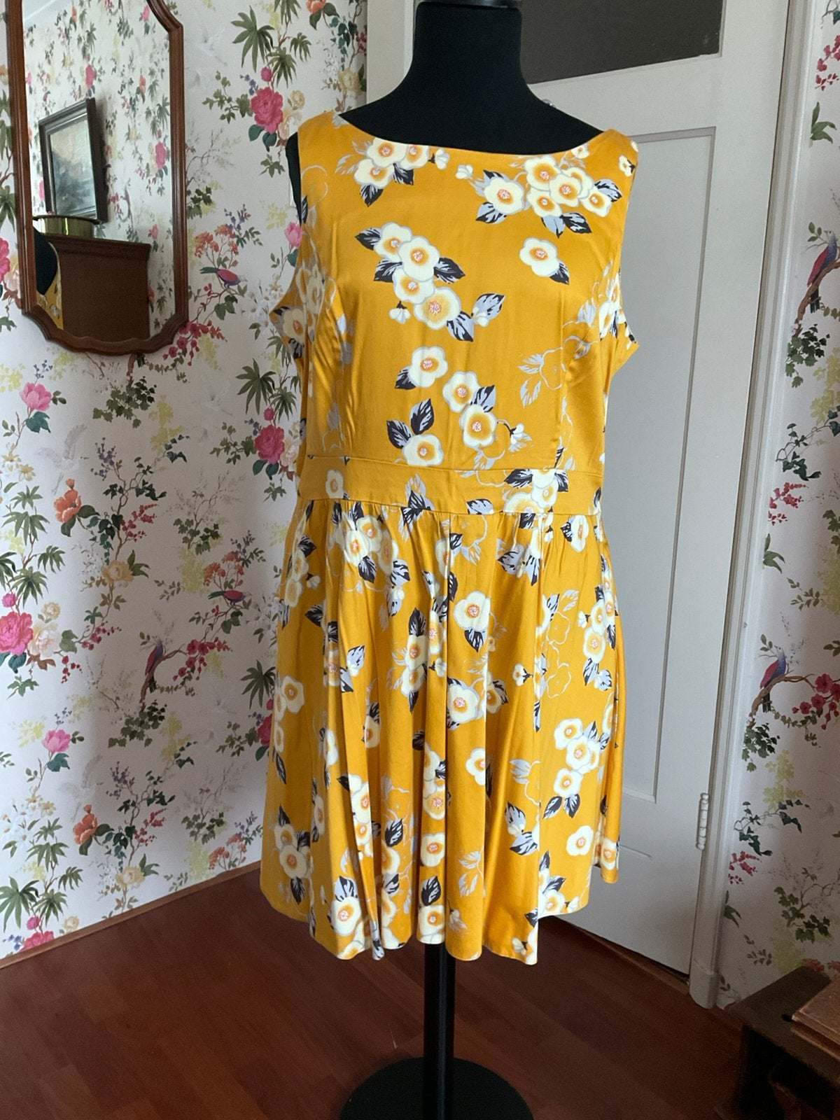 Jurk Lady vintage, maat 22, Kleding | Dames, Geel, Maat 46/48 (XL) of groter, Ophalen of Verzenden, Zo goed als nieuw