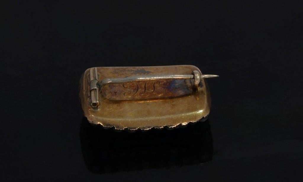 Memorie antieke gouden rouw broche parels wijnrode granaat, Sieraden, Tassen en Uiterlijk, Antieke sieraden, Verzenden, Goud, Broche