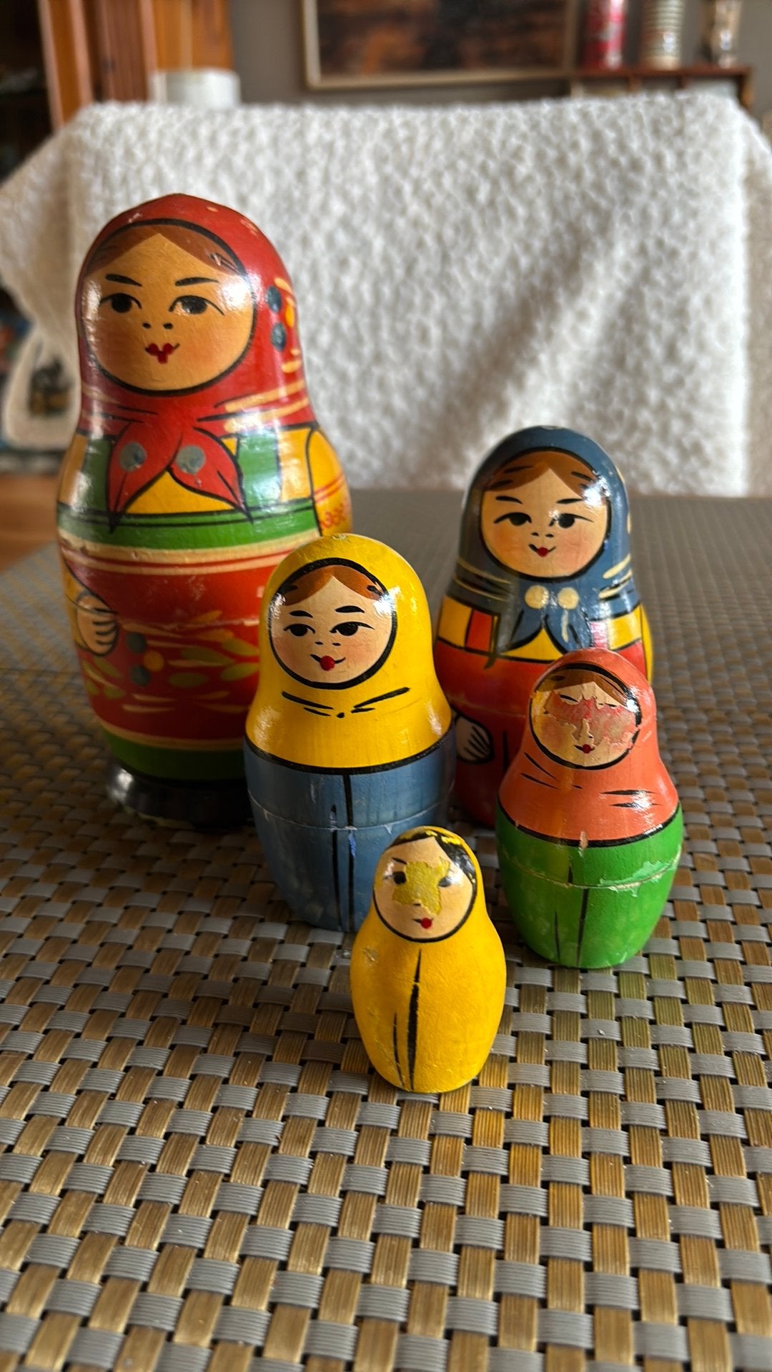 Set van 5 Matroesjka poppen - Russisch houten speelgoed, Ophalen of Verzenden, Gebruikt
