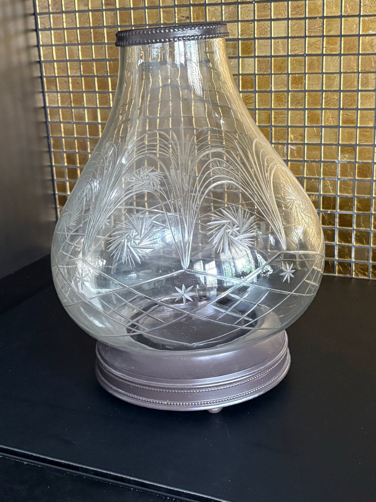 baroque/barok Glazen stolp met Handgegraveerd Slijpsel, Ophalen