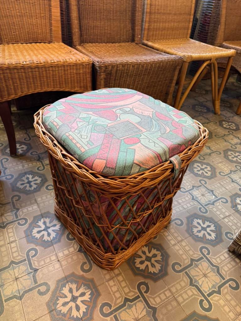 Rotan (was) mand bekleed, Ophalen, Mand, Rond, Zo goed als nieuw