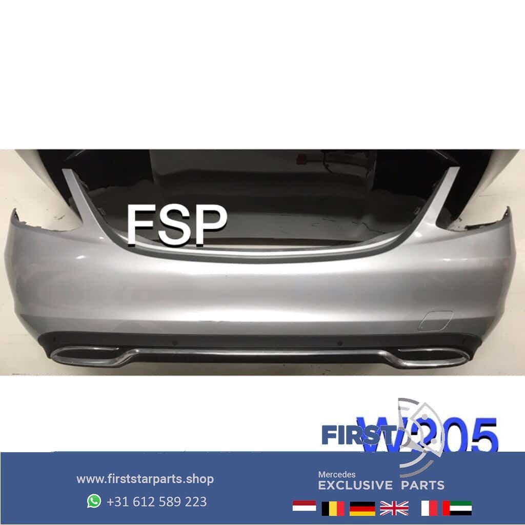 W205 achterbumper Mercedes C Klasse 2014-2021 grijs PDC bump, Gebruikt, -, Ophalen of Verzenden, Achter