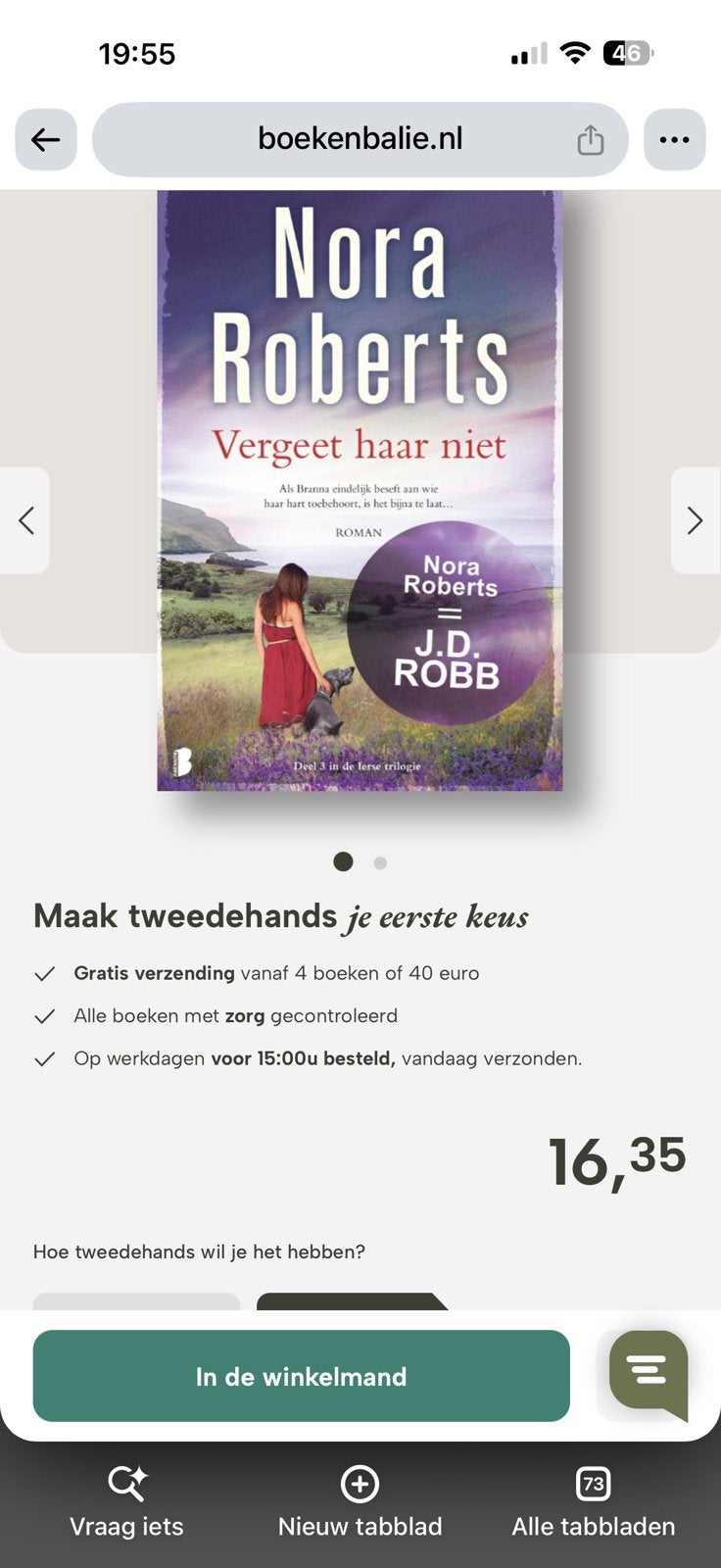 Nora Roberts - Vergeet haar niet deel 3, Boeken, Ophalen of Verzenden, Zo goed als nieuw, Nora Roberts