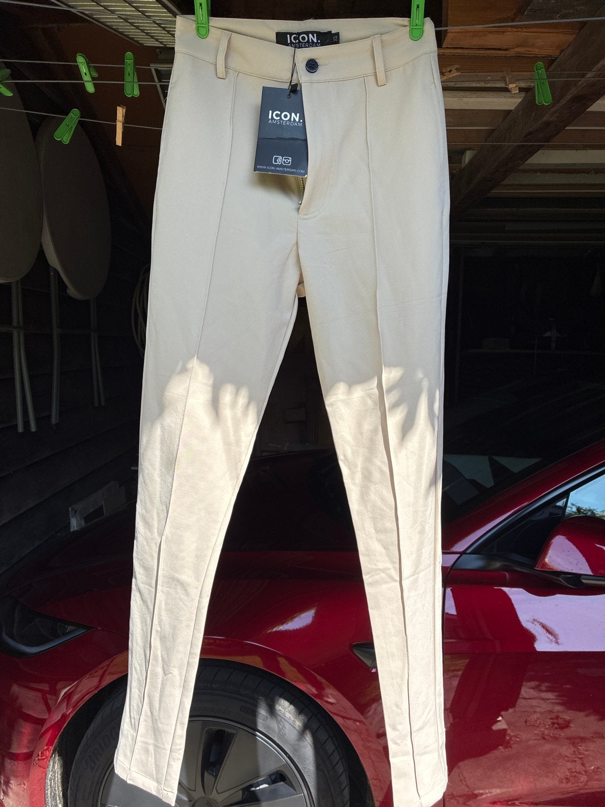 Nieuwe ICON. AMSTERDAM Chino Broek - Beige, Maat XS, Ophalen of Verzenden, Nieuw, Maat 46 (S) of kleiner, Beige