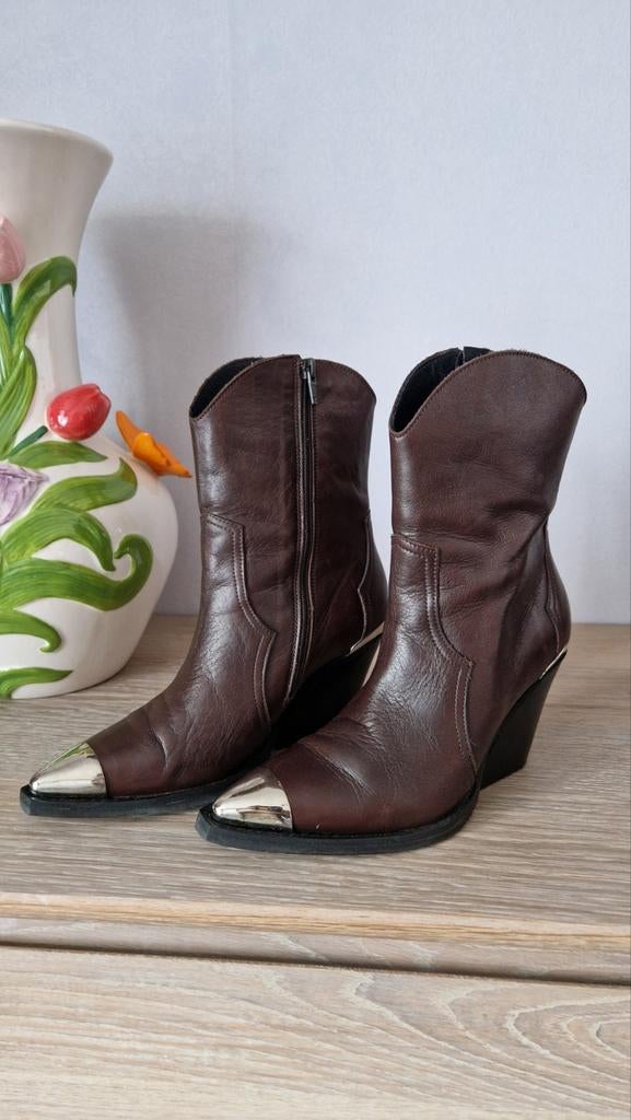 Prachtige bruine cowboylaarsjes met stalen neus en hak,Sacha, Kleding | Dames, Schoenen, Bruin, Lage of Enkellaarzen, Ophalen of Verzenden