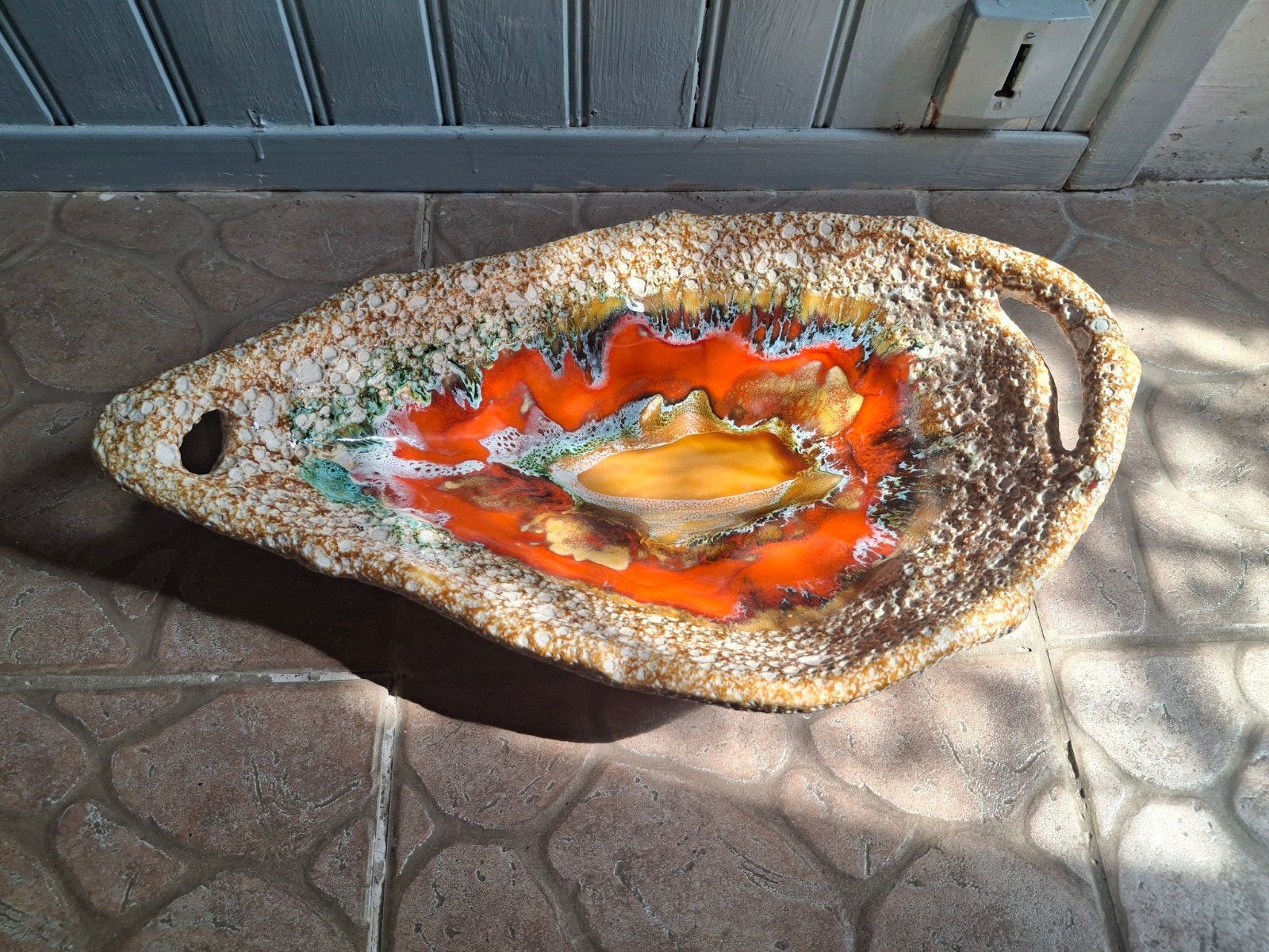 Vintage Vallauris schaal/schaal met handvatten, Antiek en Kunst, Ophalen of Verzenden
