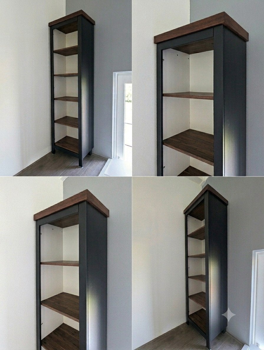 Elegante Boekenkast Zwart/Walnoot - Moderne Uitstraling, Huis en Inrichting, Met plank(en), Minder dan 50 cm, 200 cm of meer, Ophalen of Verzenden