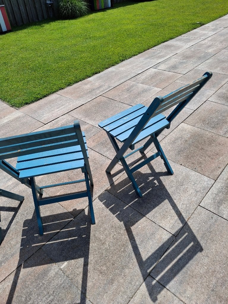 Bistrostoeltjes, Tuin en Terras, Tuinstoelen, Ophalen, Gebruikt, Hout, Inklapbaar