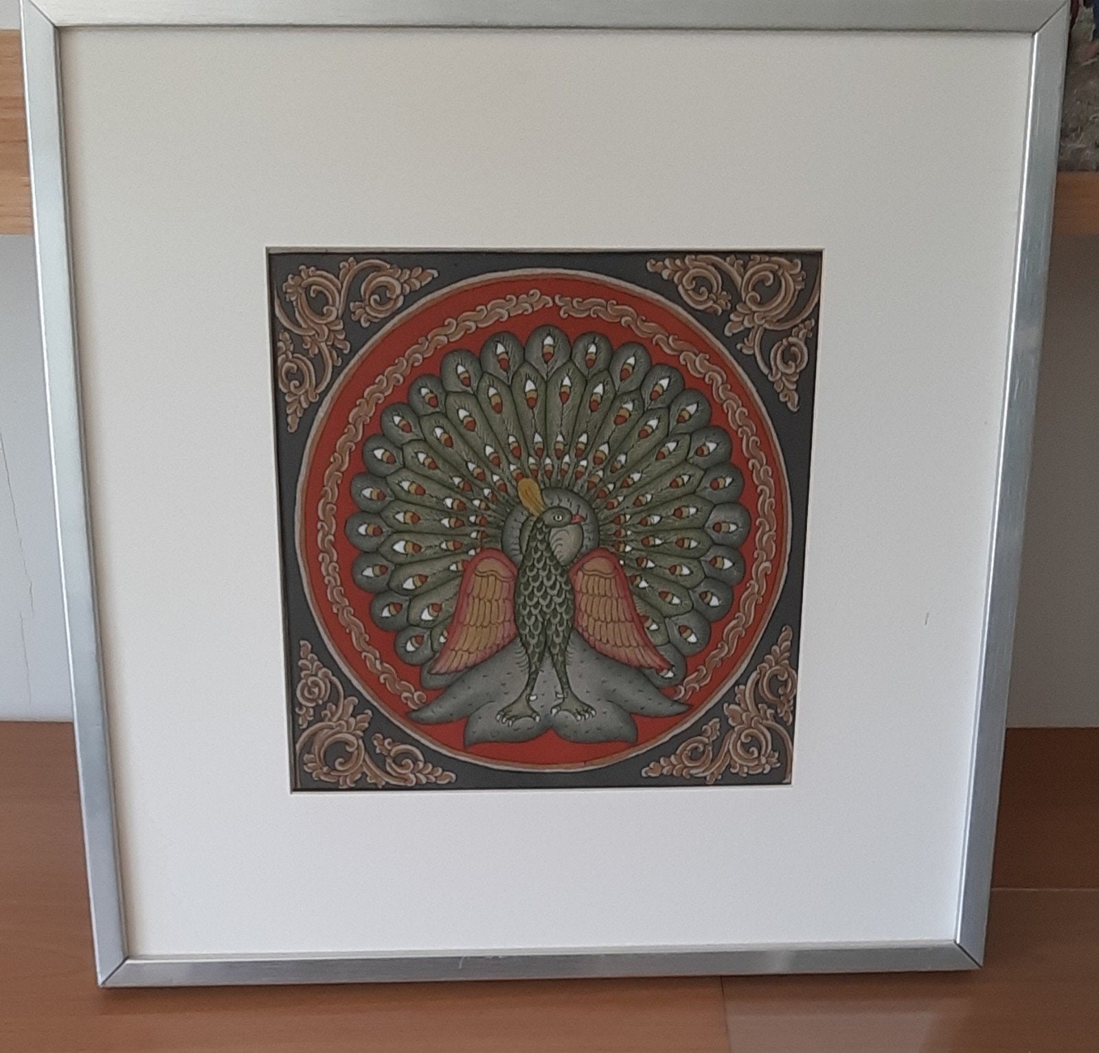 Kleurrijke Pauw Schilderij - Vierkant 55cm, Ophalen, Overige stijlen, Doek, Origineel werk
