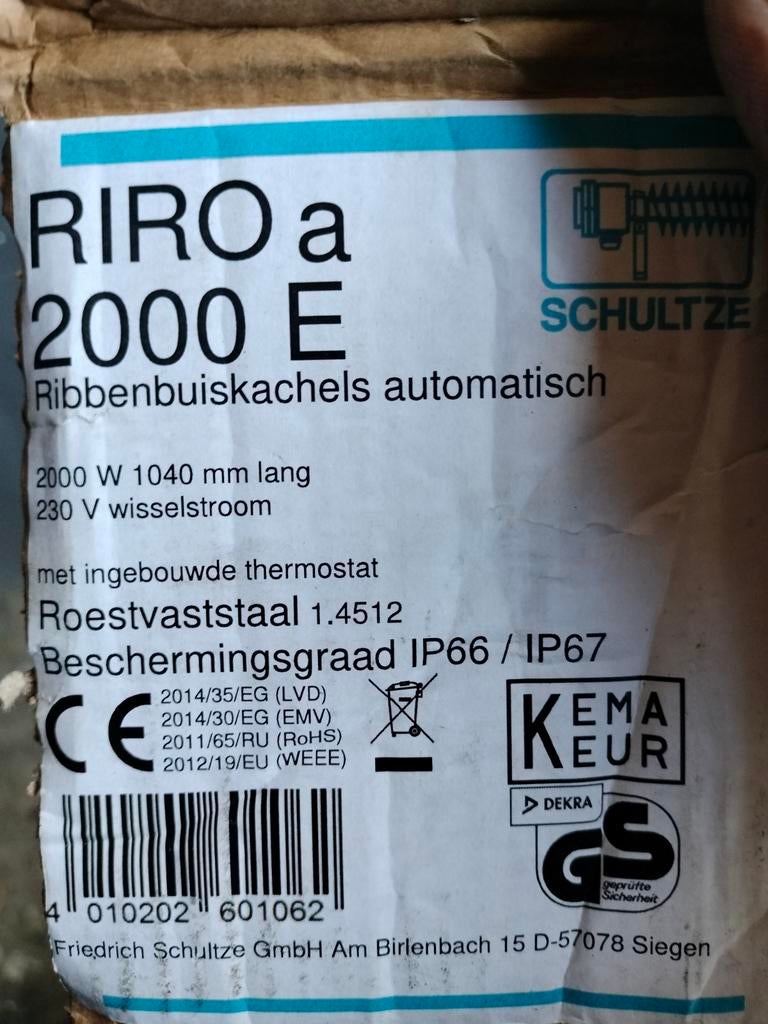 Te koop ribbenbuis kachel met thermostaat, Doe-het-zelf en Verbouw, Isolatie en Afdichting, Ophalen, Overige materialen, Minder dan 4 cm