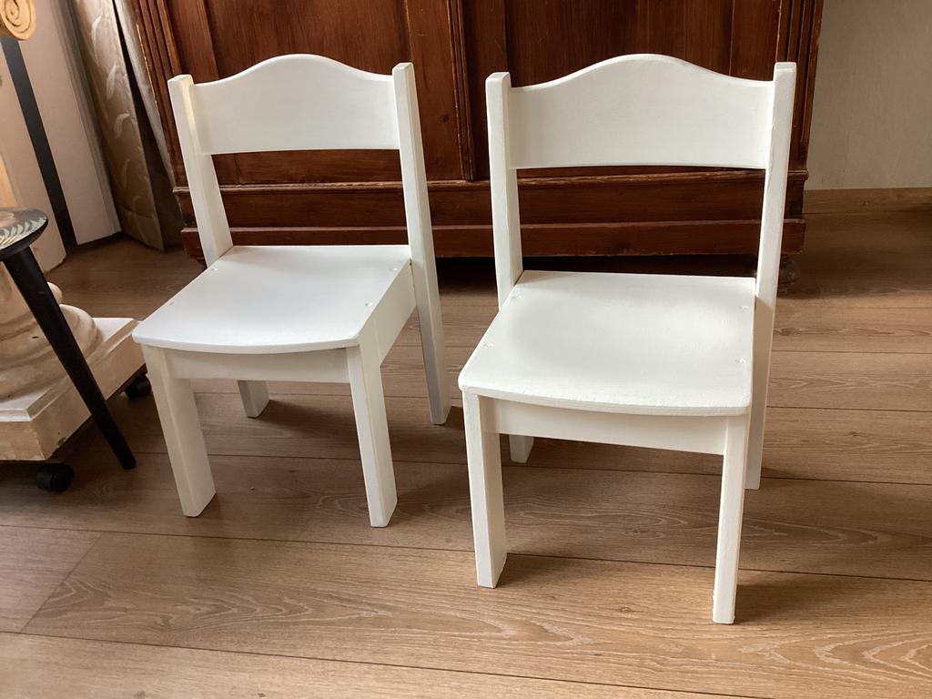 Set van 2 witte houten kleuterstoelen, Ophalen, Zo goed als nieuw, Stoel(en)