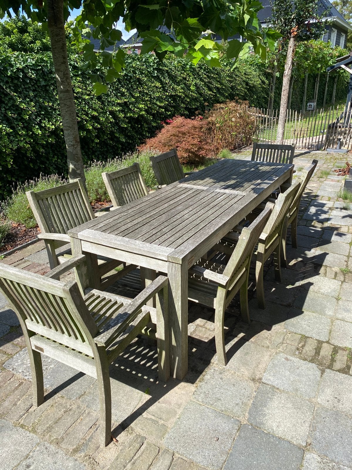 Prachtige conplete tuinmeubel set. Teak. Annapart. 8 stoelen, Tuin en Terras, Ophalen, Zo goed als nieuw, Teakhout