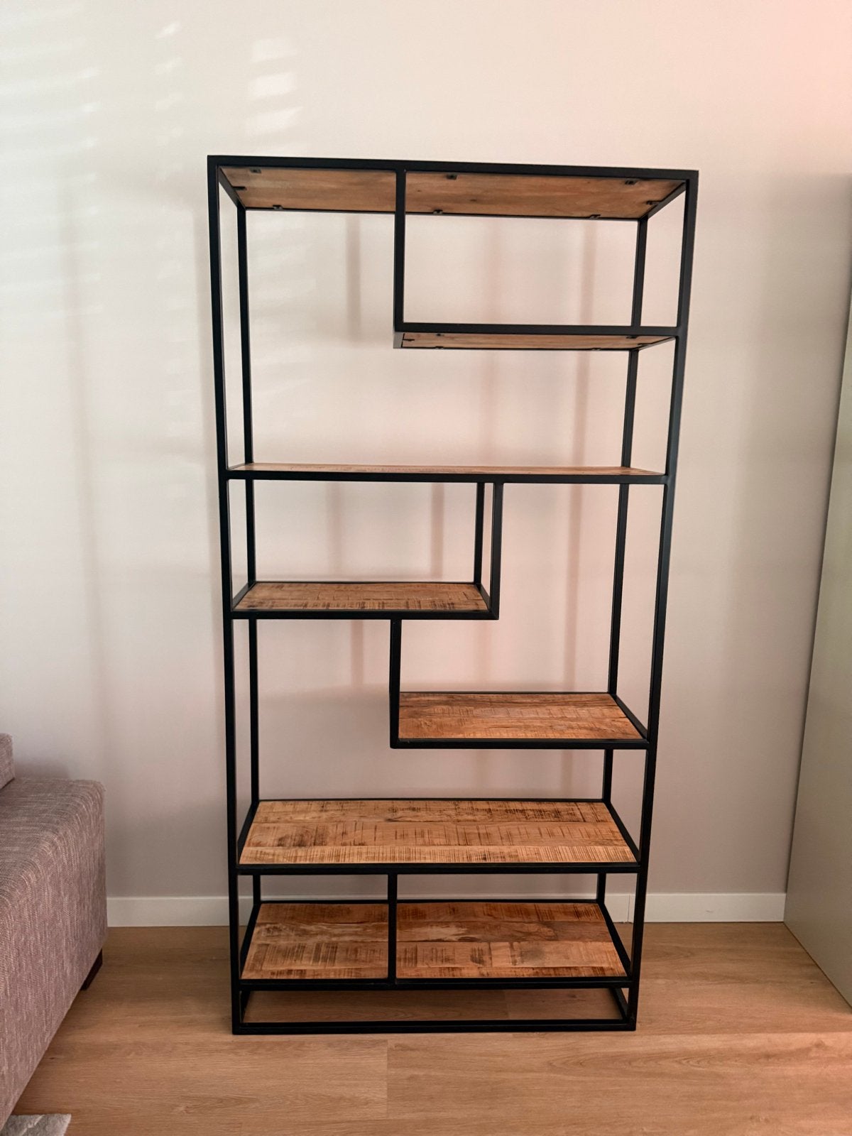 Zen Lifestyle Clifton vakkenkast / boekenkast mango hout, Ophalen, Met plank(en), 200 cm of meer, 50 tot 100 cm