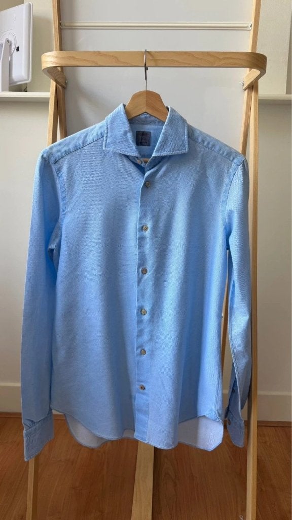 Mazzarelli Lichtblauw Katoenen Overhemd Maat 38 Nieuw Met, Kleding | Heren, Mazzarelli, Halswijdte 38 (S) of kleiner, Nieuw, Verzenden