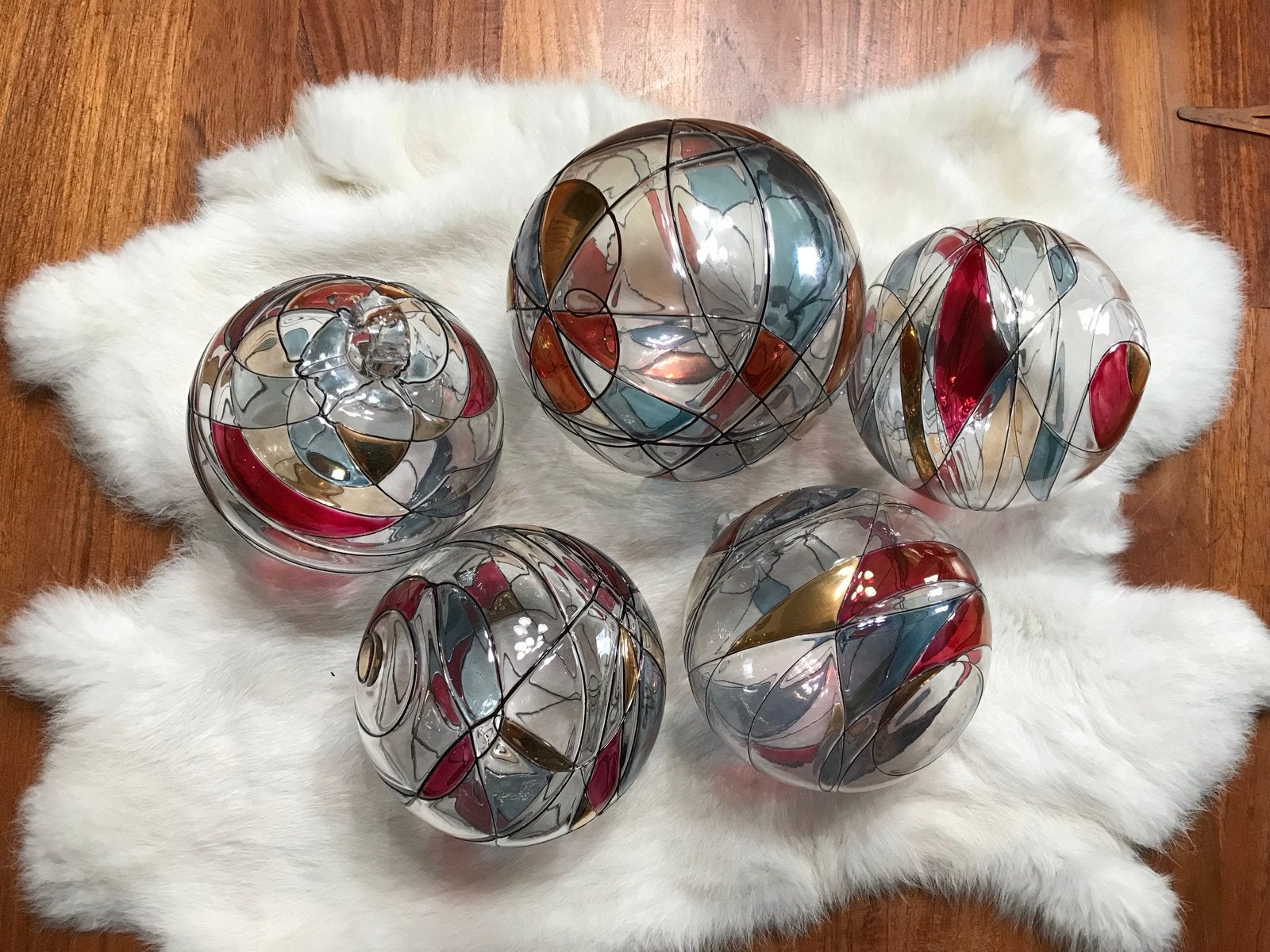 Set van 5 decoratieve milano glazen bollen, Ophalen of Verzenden