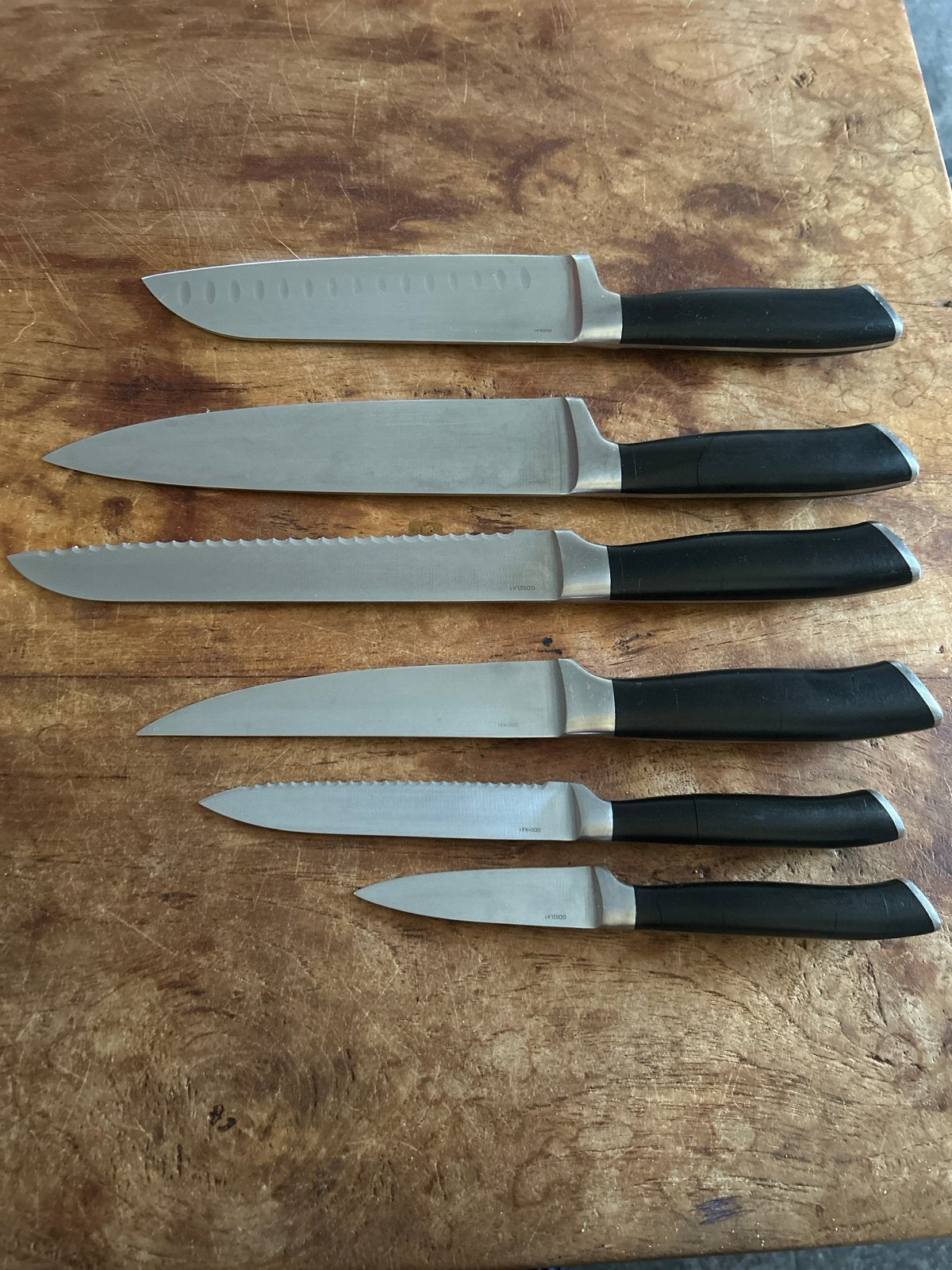 Boretti Messenblok met 6 messen - gebruikt, Overige typen, Hout, Ophalen of Verzenden, Zo goed als nieuw