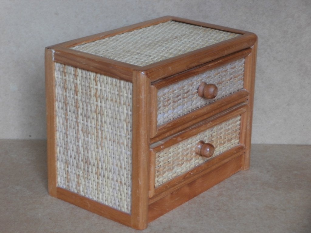 Sieradenkastje riet sieradenkistje ladenkastje houten kastje, Ophalen of Verzenden