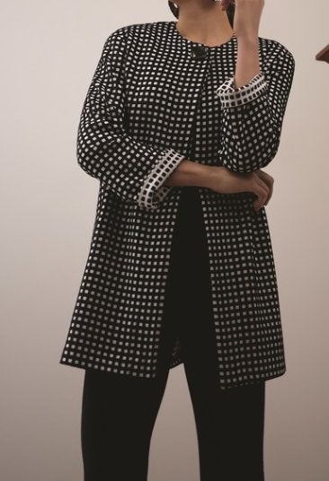 Joseph Ribkoff chique vlotte wit/zwarte stretch jas mt 46, Overige kleuren, ., Maat 46/48 (XL) of groter, Joseph Ribkoff