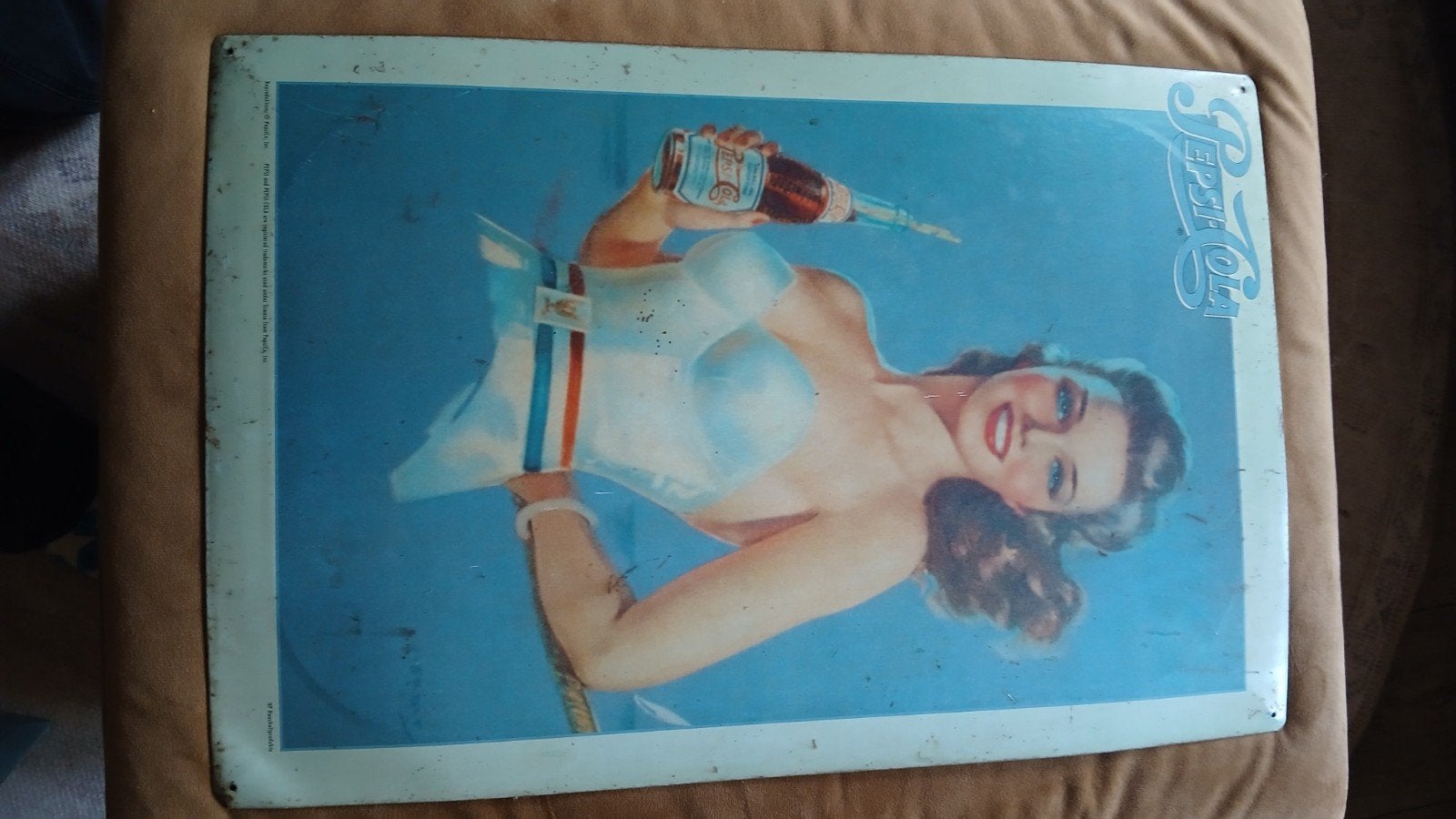 Vintage Pepsi-Cola Reclamebord - Pin-up en Fles, Verzamelen, Ophalen of Verzenden