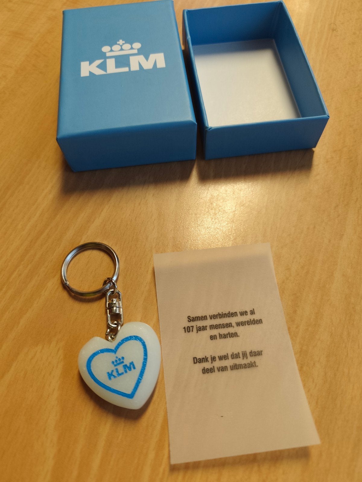 KLM sleutelhanger hartje in geschenkdoosje, Verzamelen, Ophalen, Nieuw
