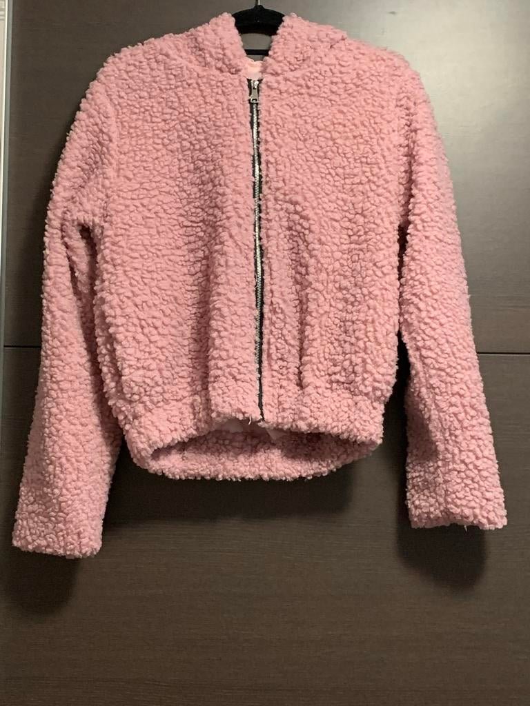 Roze teddy jasje met capuchon, Kleding | Dames, Jassen | Winter, Ophalen of Verzenden, Gedragen, Maat 38/40 (M), Roze