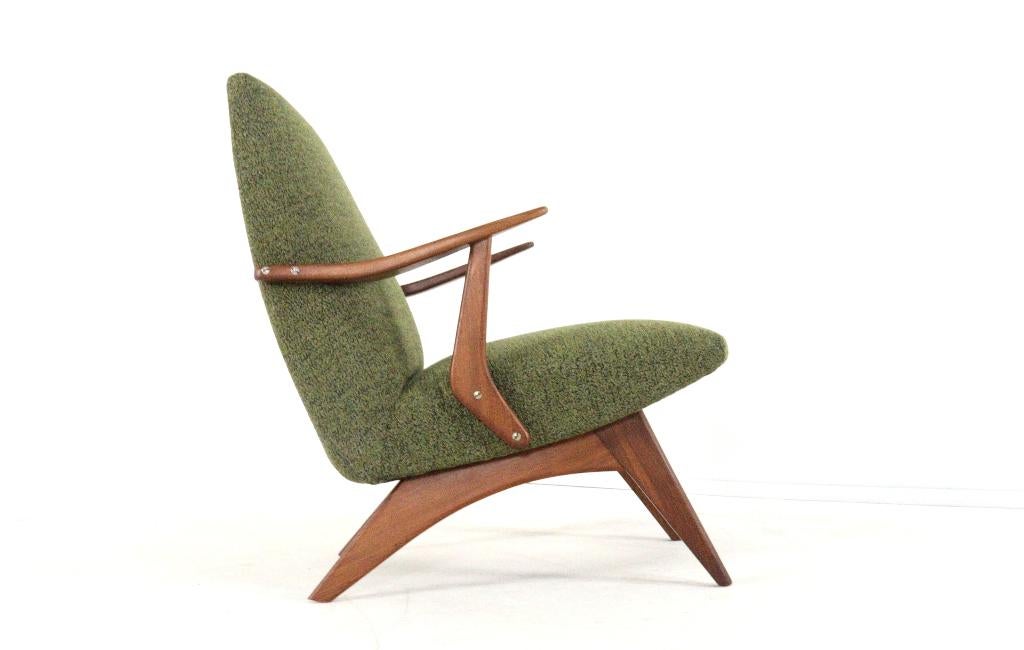 Vintage fauteuil stoel gestoffeerd gratis bezorging groen, Gebruikt, -, -, 75 tot 100 cm