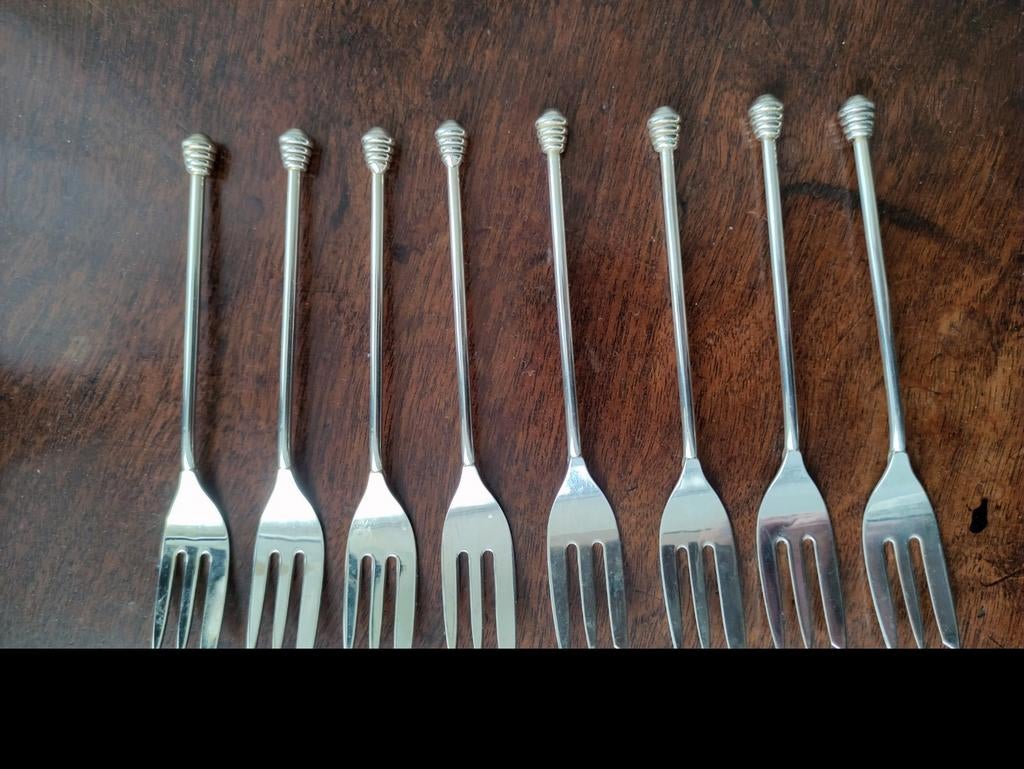 8 gebaks vorkjes 90 procent zilver keurmer HH, Antiek en Kunst, Antiek | Bestek, Ophalen of Verzenden