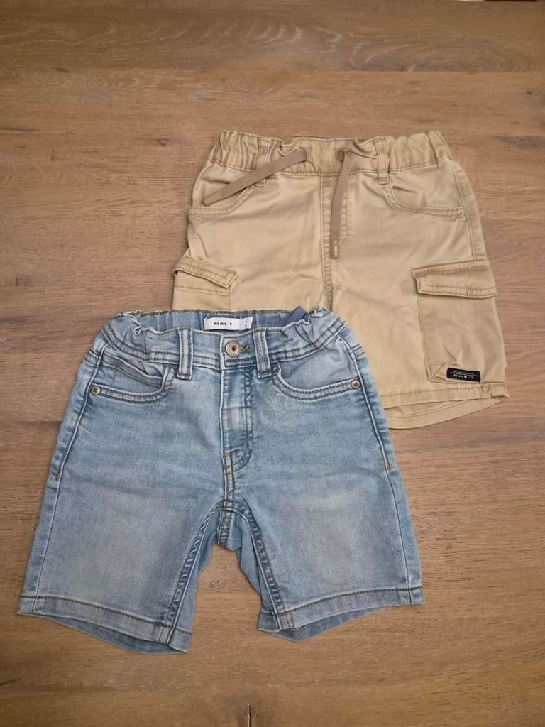 2 Name It shorts maat 116 - denim en beige, Kinderen en Baby's, Kinderkleding | Maat 116, Broek, Gebruikt, Ophalen of Verzenden