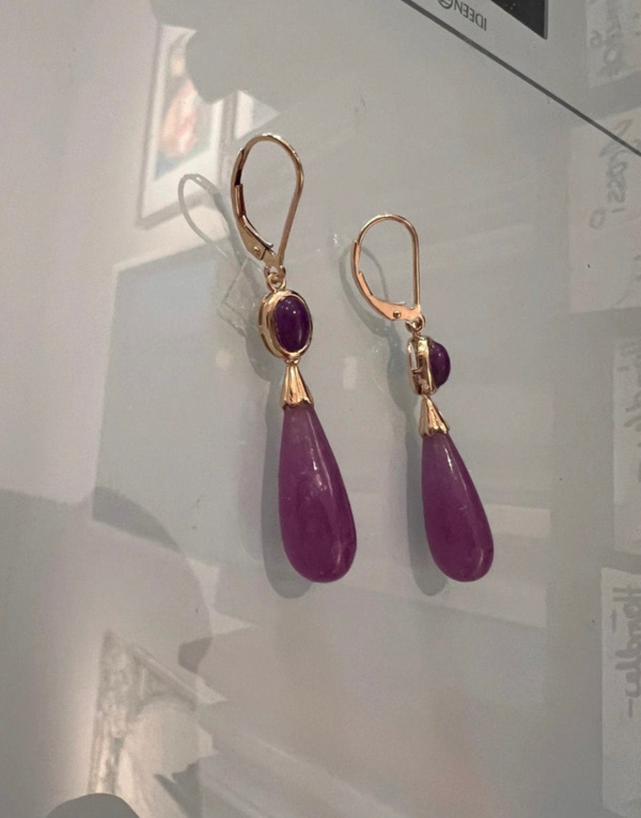 Vintage 9 karaat goud Amethist, Sieraden, Tassen en Uiterlijk, Oorbellen, Hangers, Ophalen of Verzenden, Zo goed als nieuw, Nvt