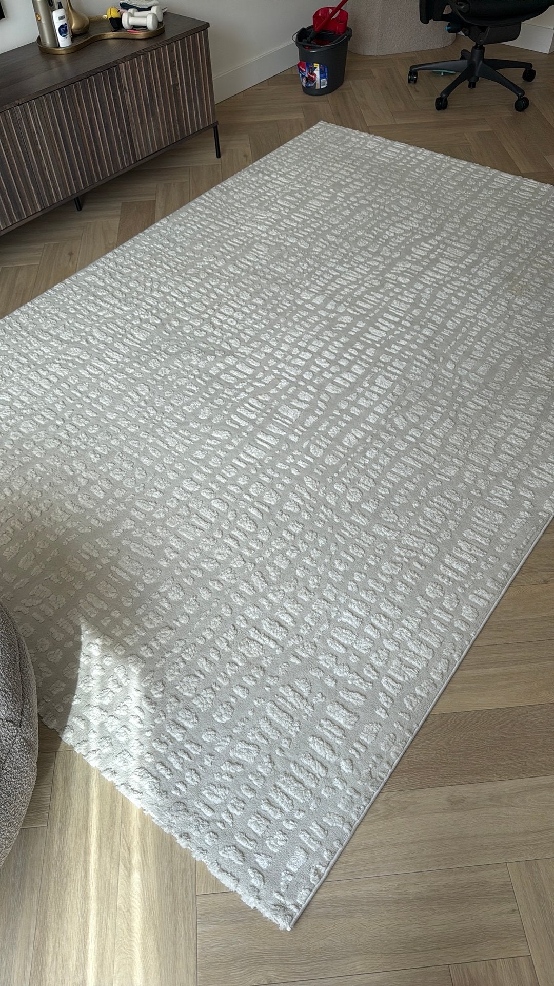 Vloerkleed creme kleur, Ophalen of Verzenden, Zo goed als nieuw, Rechthoekig, 200 cm of meer