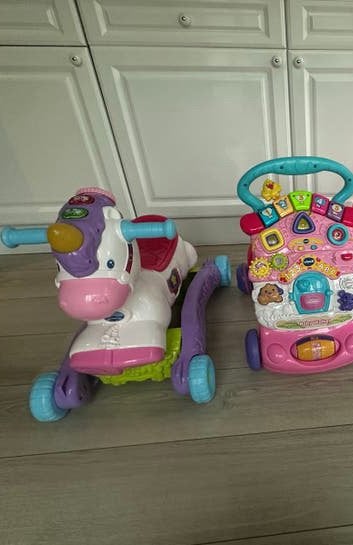 Baby speelgoed set: Eenhoorn loopfiets, babywalker, speelkle, Ophalen, Zo goed als nieuw, Overige typen, Met geluid